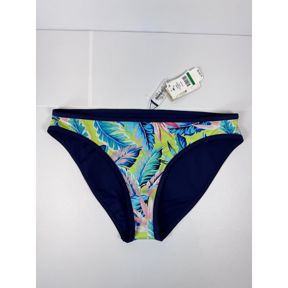 Tommy Bahama IslandActive Navy Limeade Reversible Bikini Bottom Womens Large NWT